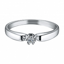 Sterling Silver Ring with 1 Round-Cut Diamond 0.053 CT.TW