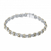 14K White and Yellow Gold Bracelet with 40 Round-Cut Lab-Created Diamonds 0.858 CT.TW