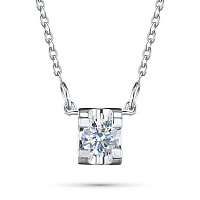 Sterling Silver Necklace with 1 Round-Cut Lab-Created Diamond 0.178 CT.TW - изображение 1