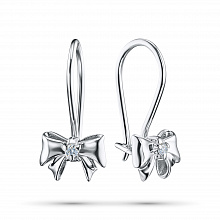 Sterling Silver Earrings with 2 Round-Cut Diamonds 0.03 CT.TW