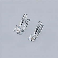 Sterling Silver Earrings with 2 Round-Cut Lab-Created Diamonds 0.553 CT.TW