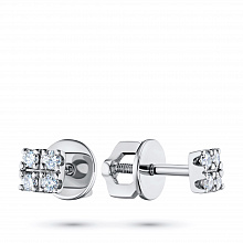 14K White Gold Earring Studs with 8 Round-Cut Lab-Created Diamonds 0.227 CT.TW