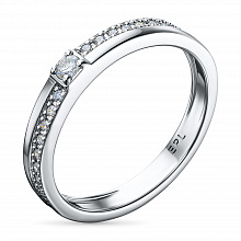 Sterling Silver Ring with 21 Round-Cut Lab-Created Diamonds 0.193 CT.TW