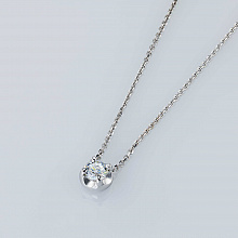 14K White Gold Necklace with 1 Round-Cut Lab-Created Diamond 0.73 CT.TW