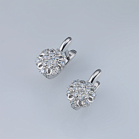 Sterling Silver Earrings with 26 Round-Cut Lab-Created Diamonds 0.581 CT.TW - изображение 4