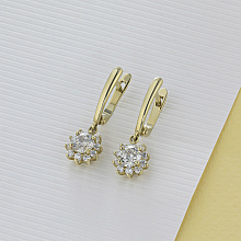 14K Yellow Gold Earrings with 22 Round-Cut Lab-Created Diamonds 1.003 CT.TW