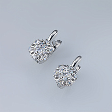 Sterling Silver Earrings with 26 Round-Cut Lab-Created Diamonds 0.48 CT.TW