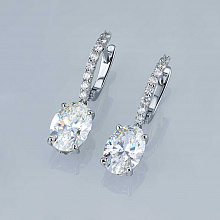 14K White Gold Earrings with 18 Round-Cut Lab-Created Diamonds 6.53 CT.TW