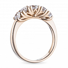 14K Rose Gold Ring with 5 Round-Cut Lab-Created Diamonds 0.718 CT.TW