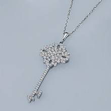 Sterling Silver Pendant with 93 Round-Cut Lab-Created Diamonds 0.658 CT.TW