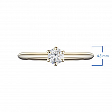 Yellow Gold Ring with 1 Round-Cut Diamond 0.3 CT.TW