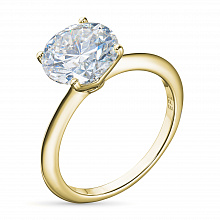 14K Yellow Gold Ring with 1 Round-Cut Lab-Created Diamond 2.17 CT.TW