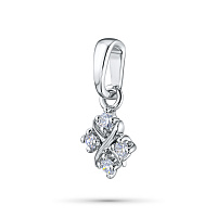 Sterling Silver Pendant with 4 Round-Cut Lab-Created Diamonds 0.111 CT.TW - изображение 2