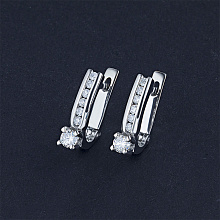 14K White Gold Earrings with 14 Round-Cut Lab-Created Diamonds 0.454 CT.TW
