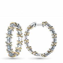14K White and Yellow Gold Earrings with 20 Round-Cut Lab-Created Diamonds 0.517 CT.TW