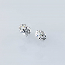 14K White Gold Earring Studs with 2 Round-Cut Lab-Created Diamonds 0.663 CT.TW