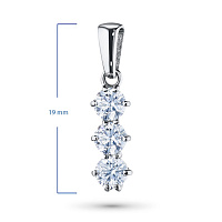 14K White Gold Pendant with 3 Round-Cut Lab-Created Diamonds 0.382 CT.TW - изображение 2