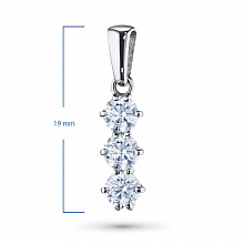 14K White Gold Pendant with 3 Round-Cut Lab-Created Diamonds 0.373 CT.TW