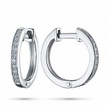 Sterling Silver Earrings with 22 Round-Cut Lab-Created Diamonds 0.13 CT.TW