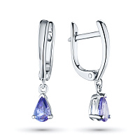Sterling Silver Earrings with 2 Pear-Cut Tanzanites 1.265 CT.TW - изображение 1