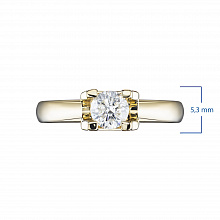 Yellow Gold Ring with 1 Round-Cut Diamond 0.4 CT.TW