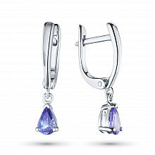 Sterling Silver Earrings with 2 Pear-Cut Tanzanites 1.265 CT.TW