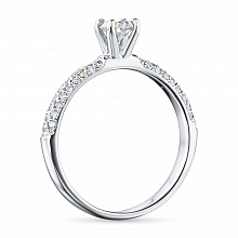 14K White Gold Ring with 51 Round-Cut Lab-Created Diamonds 0.748 CT.TW