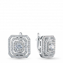 14K White Gold Earrings with 154 Round-Cut Lab-Created Diamonds 1.412 CT.TW