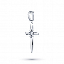 Sterling Silver Pendant with 4 Round-Cut Lab-Created Diamonds 0.056 CT.TW