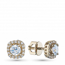 14K Yellow Gold Earring Studs with 34 Round-Cut Lab-Created Diamonds 0.883 CT.TW