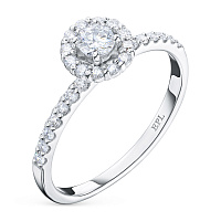 14K White Gold Ring with 27 Round-Cut Lab-Created Diamonds 0.432 CT.TW - изображение 1