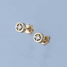 14K Yellow Gold Earring Studs with 2 Round-Cut Lab-Created Diamonds 0.134 CT.TW