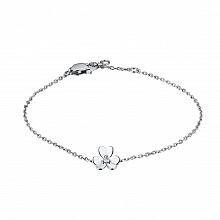 14K White Gold Bracelet with 1 Round-Cut Lab-Created Diamond 0.016 CT.TW