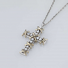 14K White and Yellow Gold Pendant with 10 Round-Cut Lab-Created Diamonds 0.46 CT.TW