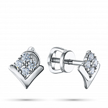 Sterling Silver Earring Studs with 8 Round-Cut Lab-Created Diamonds 0.312 CT.TW