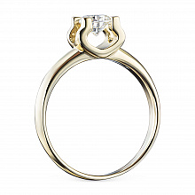 Yellow Gold Ring with 1 Round-Cut Diamond 0.4 CT.TW