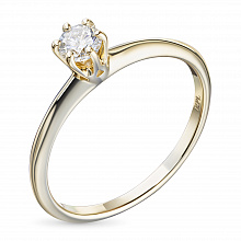 Yellow Gold Ring with 1 Round-Cut Diamond 0.3 CT.TW