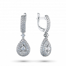 14K White Gold Earrings with 178 Round-Cut Lab-Created Diamonds 2.309 CT.TW