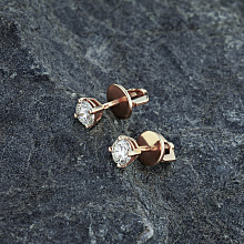14K Rose Gold Earring Studs with 2 Round-Cut Lab-Created Diamonds 0.77 CT.TW