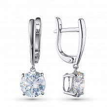 14K White Gold Earrings with 2 Round-Cut Lab-Created Diamonds 2.157 CT.TW