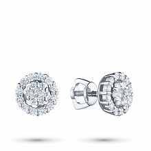 White Gold Earring Studs with 38 Round-Cut Diamonds 0.576 CT.TW