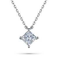 14K White Gold Necklace with 1 Princess-Cut Lab-Created Diamond 1.026 CT.TW - изображение 1