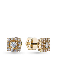 14K Yellow Gold Earring Studs with 26 Round-Cut Lab-Created Diamonds 0.54 CT.TW - изображение 1