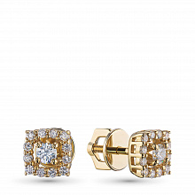 14K Yellow Gold Earring Studs with 26 Round-Cut Lab-Created Diamonds 0.556 CT.TW