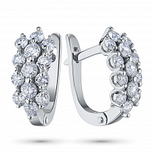 14K White Gold Earrings with 26 Round-Cut Lab-Created Diamonds 1.241 CT.TW
