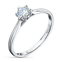 14K White Gold Ring with 1 Round-Cut Lab-Created Diamond 0.375 CT.TW - изображение 1