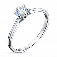 14K White Gold Ring with 1 Round-Cut Lab-Created Diamond 0.375 CT.TW