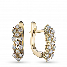14K Yellow Gold Earrings with 26 Round-Cut Lab-Created Diamonds 0.672 CT.TW