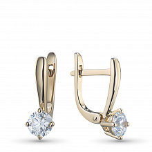 14K Yellow Gold Earrings with 2 Round-Cut Lab-Created Diamonds 1.7 CT.TW