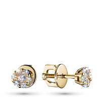 14K Yellow Gold Earring Studs with 14 Round-Cut Lab-Created Diamonds 0.275 CT.TW - изображение 1